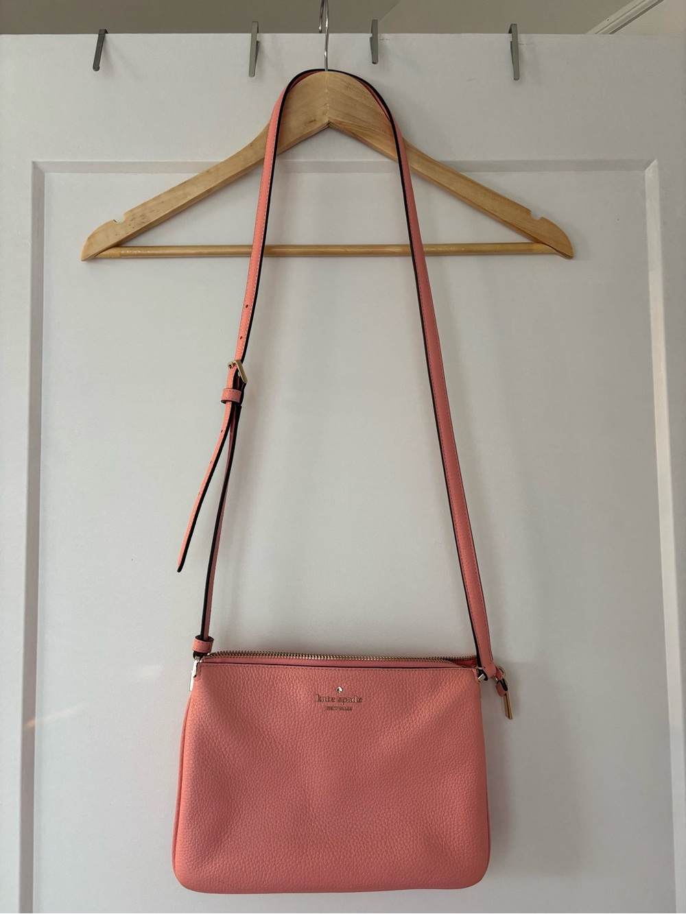Kate Spade Leila Triple Gusset Crossbody in Coral